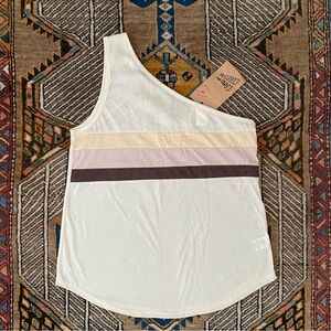 Free People Women's One-Shoulder Striped Top - Cream, Pink, Brown